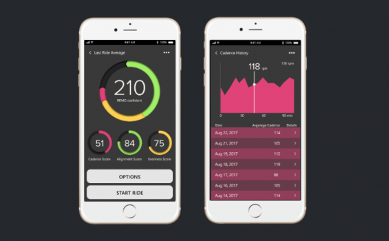 Phone screens show the app interface for the training system.