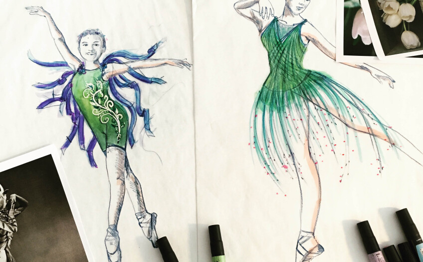 Fashion sketches of designs for tutus.