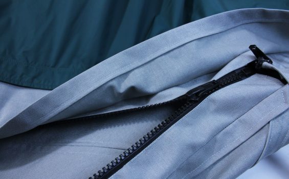climbers tent material and zipper close-up