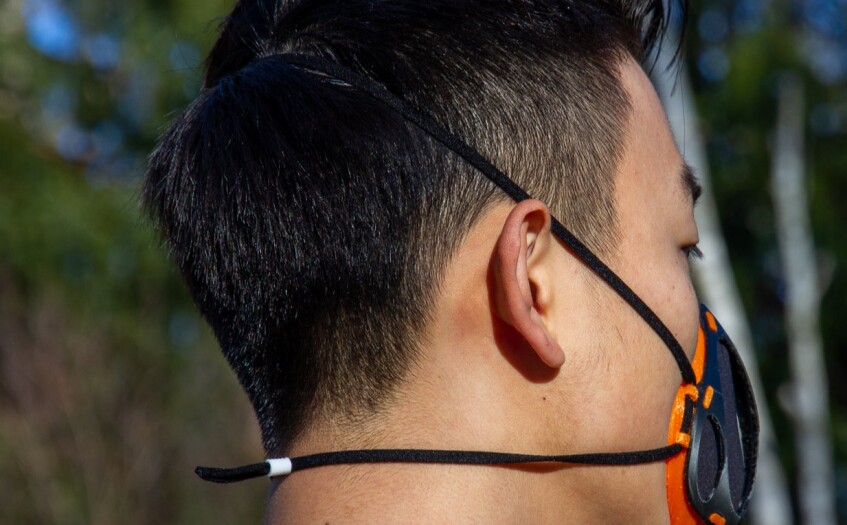 PPE Face Mask prototype on human model
