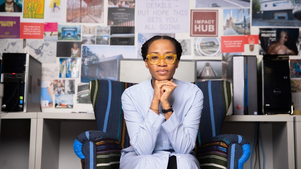 Portrait of Tosin Oshinowo in her office