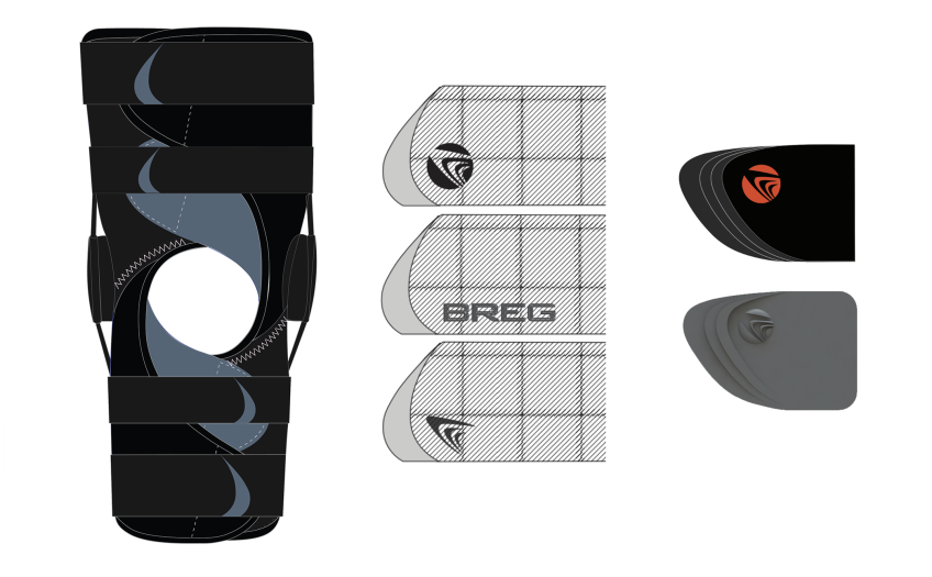 The Breg CrossRunner™ Soft Knee Brace branding options