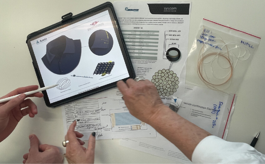 designers review fiber options on an ipad