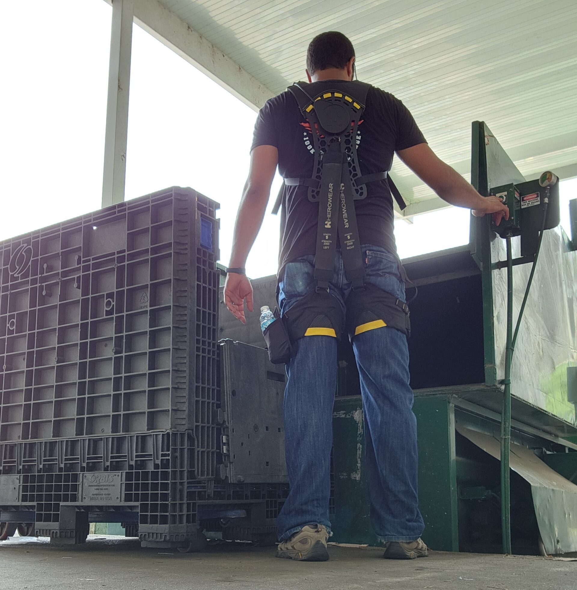 Karl Zelik wearing the HeroWear exosuit