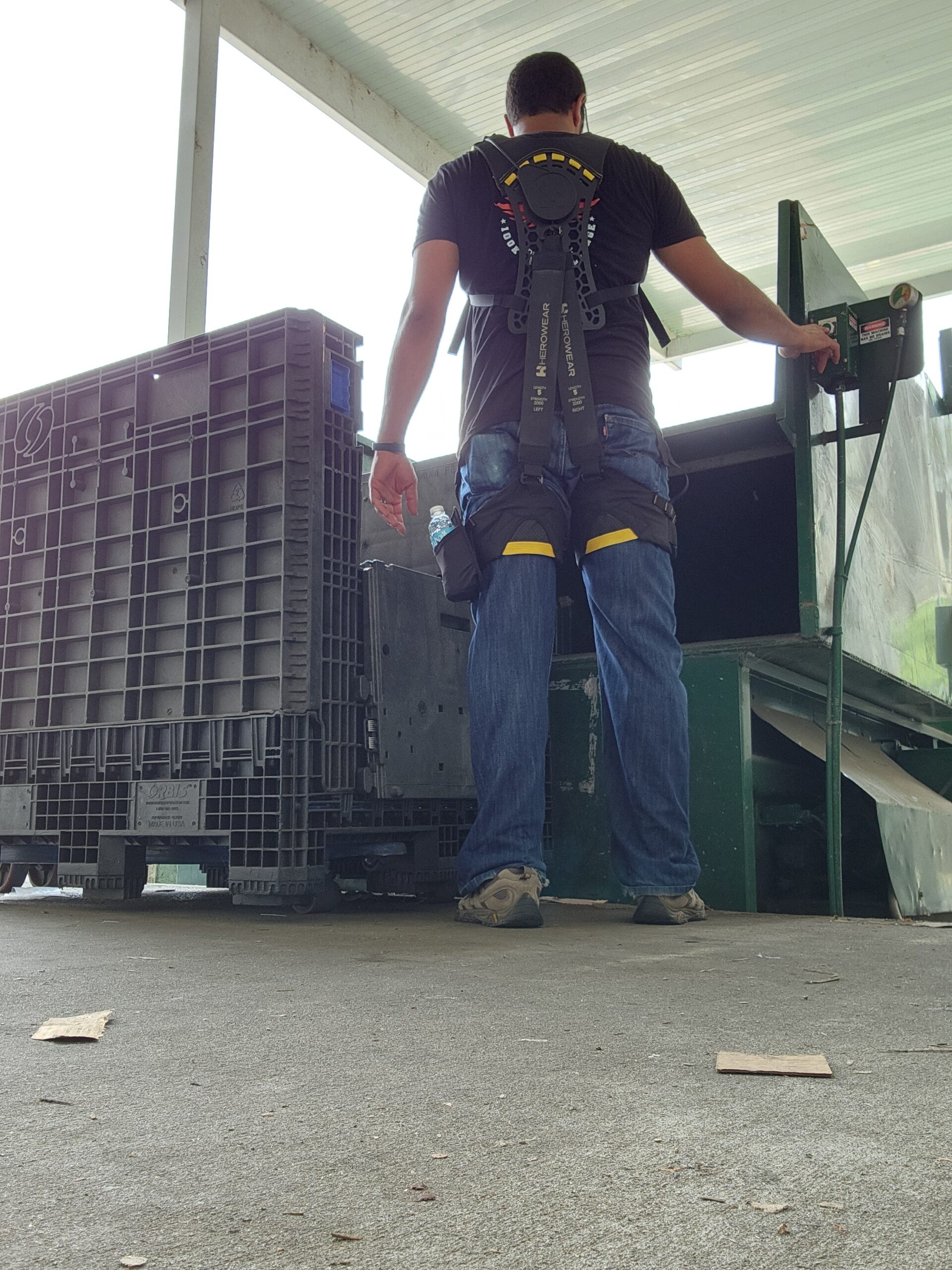 Karl Zelik wearing the HeroWear exosuit