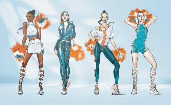Miami Dolphins Cheer uniform sketches