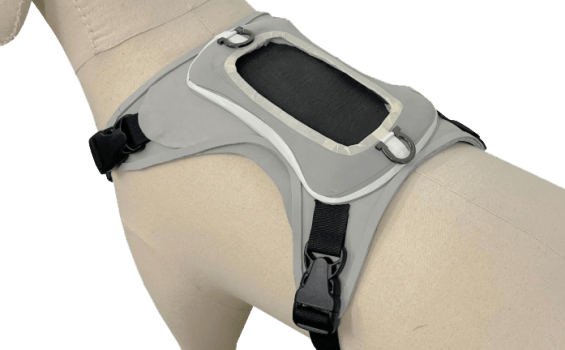 Smart Dog Harness by Interwoven Design prototype on dog form