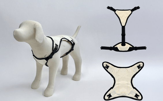 Smart Dog Harness by Interwoven Design prototype on dog form