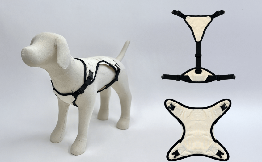 Smart Dog Harness by Interwoven Design prototype on dog form