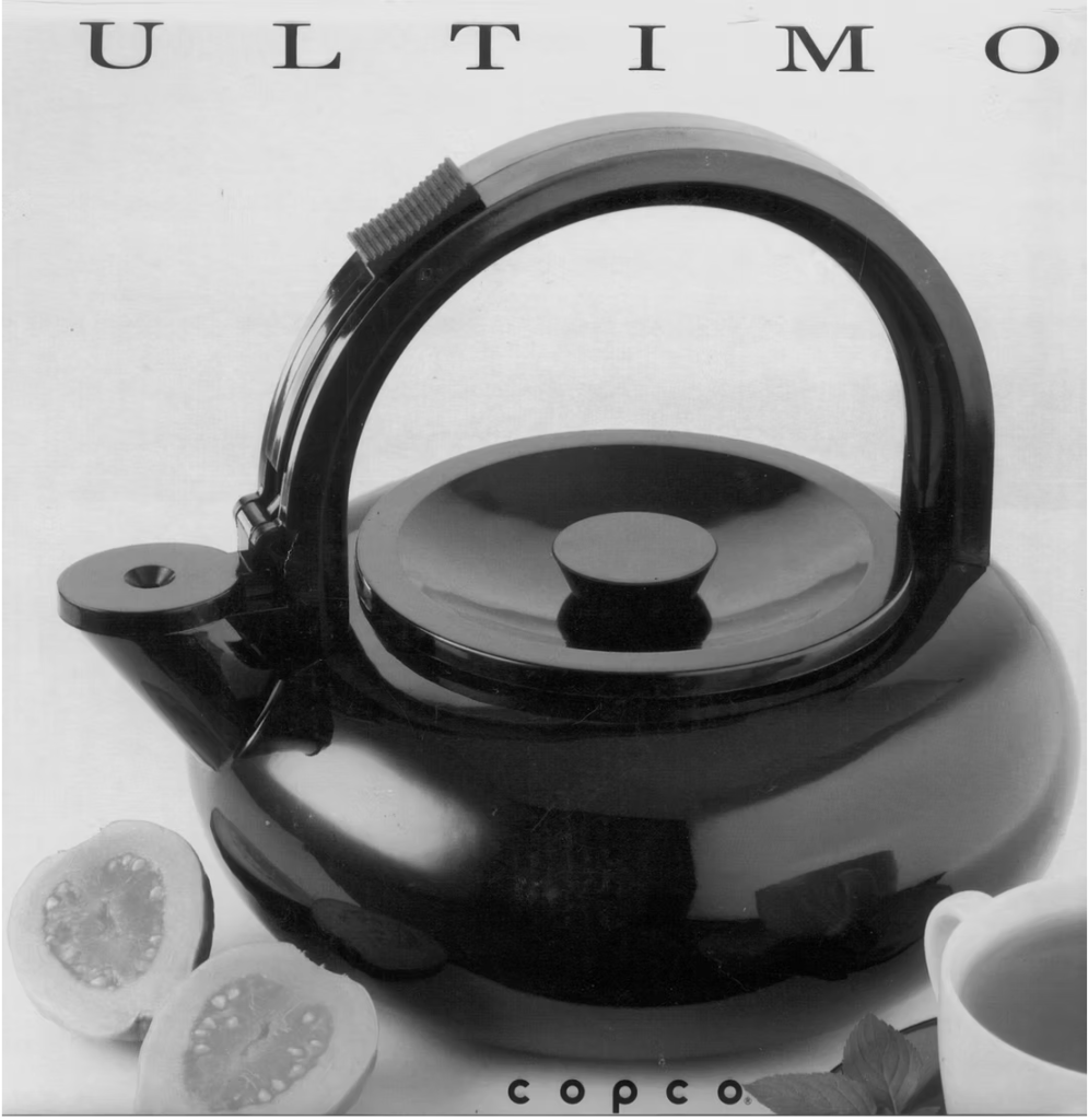 The Ultimo Tea Kettle for COPCO, designed by Linda Celentano. Photo courtesy of Linda Celentano.