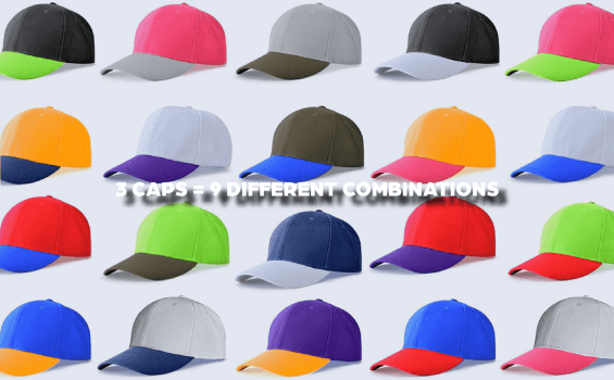 photo of lots of caps with interchanged visors