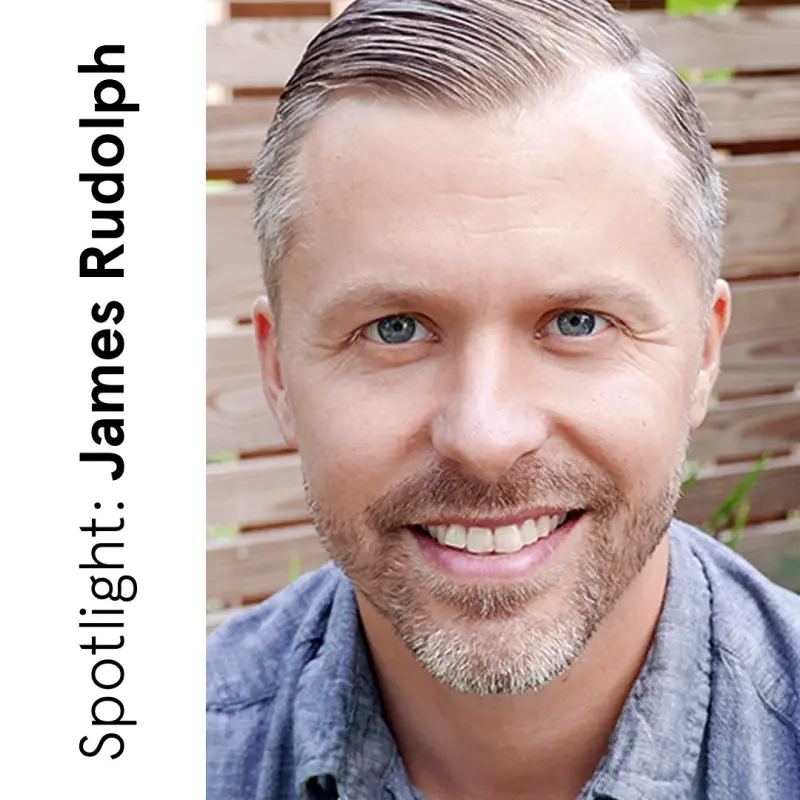 James Rudolph, Assistant Professor of Industrial Design at the University of Notre Dame and founder of Rudolph Design Studio, smiling in an outdoor headshot